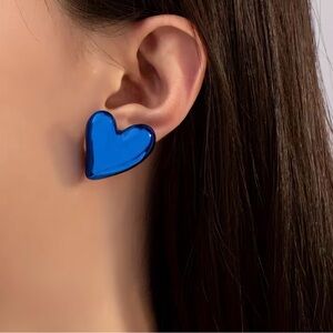 Blue Heart Acrylic Stud Earrings